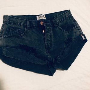 One Teaspoon Bandits Black Denim Shorts